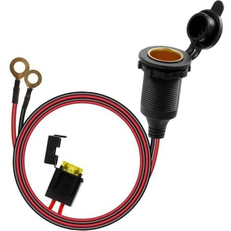 YMYNY Zigarettenanzünderbuchse, wasserdichte Zigarettenanzünderbuchse 12V-24V für Boot, Motorrad, Auto, 1m 14 AWG Zigarettenanzünder-Verlängerungskabelstecker mit Flachsicherungshalter