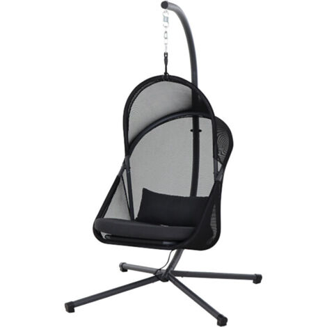 YOBAYA Hängesessel, Cool Black Stahl,Textilbezug schwarz