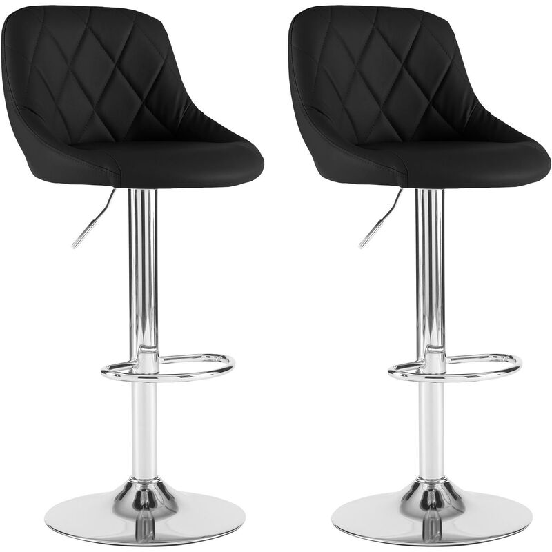 Set of Two Madrid Black Leather Bar Stools