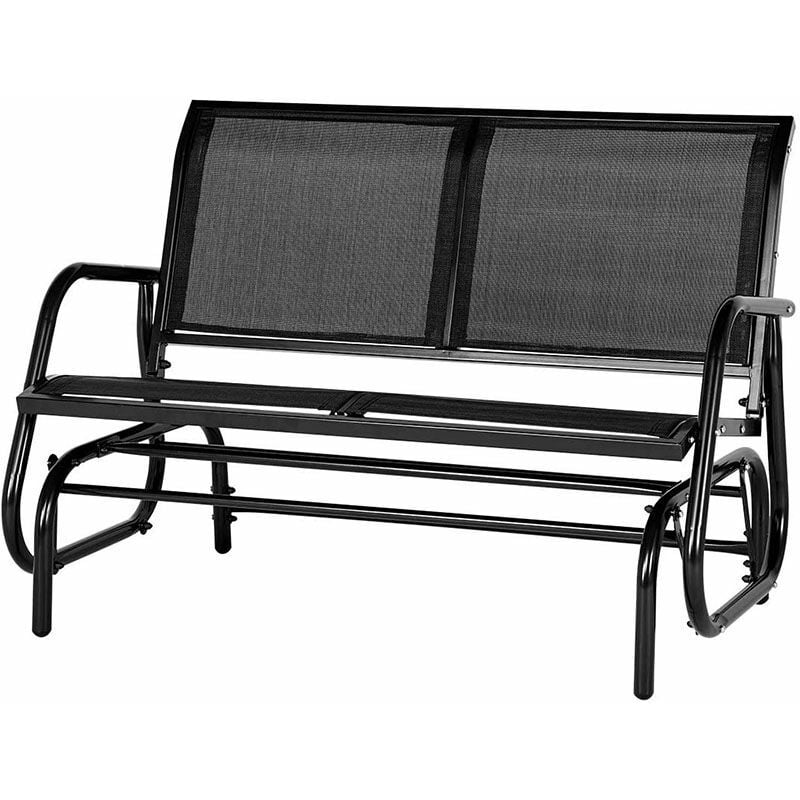2 Seater Glider Bench Garden Rocking Chair Patio Furniture, Black - Yodolla