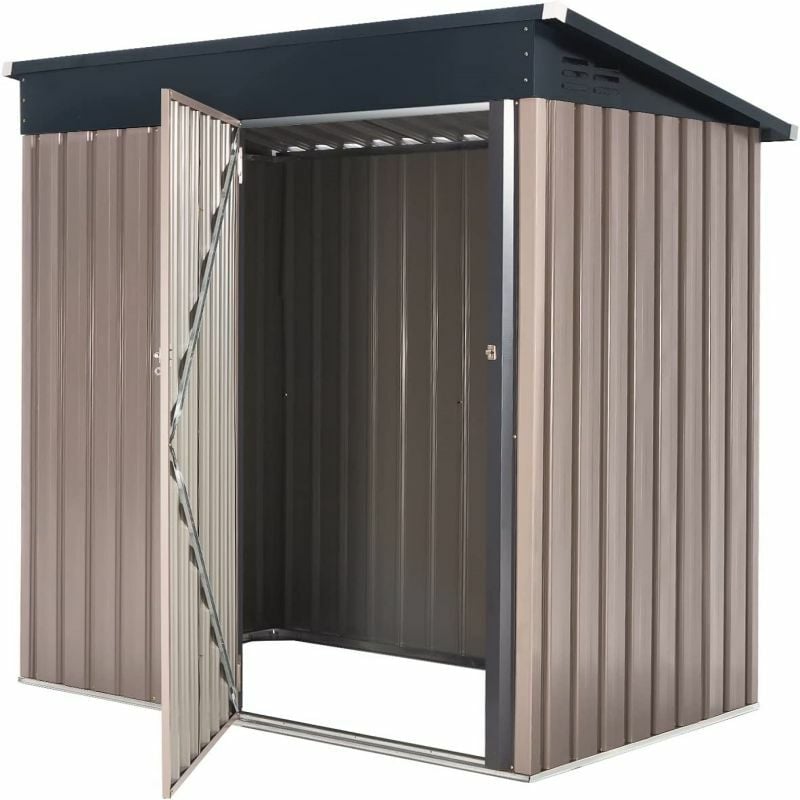 3x5FT Garden Metal Storage Shed with Lockable Door Utility Room Tool Shed For Garden,Gray - Yodolla