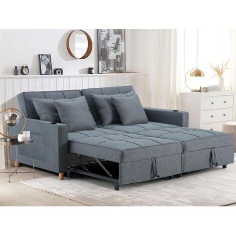 YODOLLA 3-in-1 Schlafsessel, Doppelbett mit Verstellbarer Rückenlehne zu einem Schlafsofa, Schlafsessel mit Bettfunktion, Ausziehbar Schlafsofa für Erwachsene, Dunkelgrau