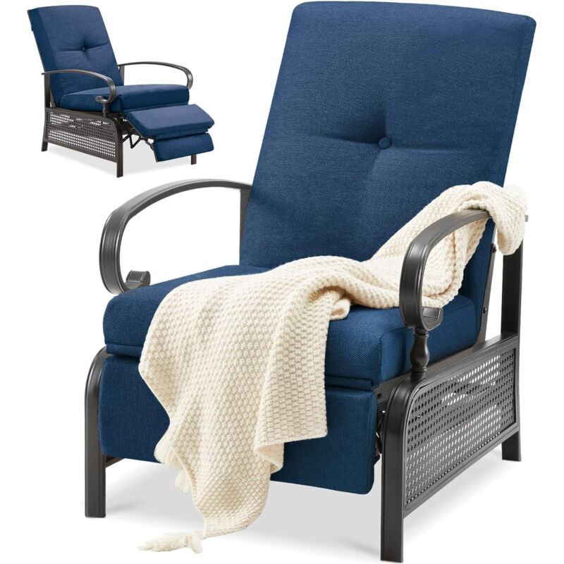 YODOLLA Chaises Longues Relax Réglables en Métal Extérieur - Chaise de Soleil Résistante pour Veranda, Arrière-Cour, Jardin & Piscine