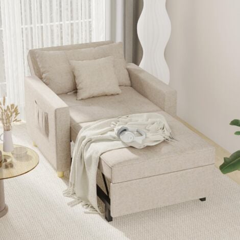 YODOLLA Convertible Sofa Bed 3-in-1 Pull out Arm Chair Folding Recliner Sleeper Single Bed for Adults, Beige