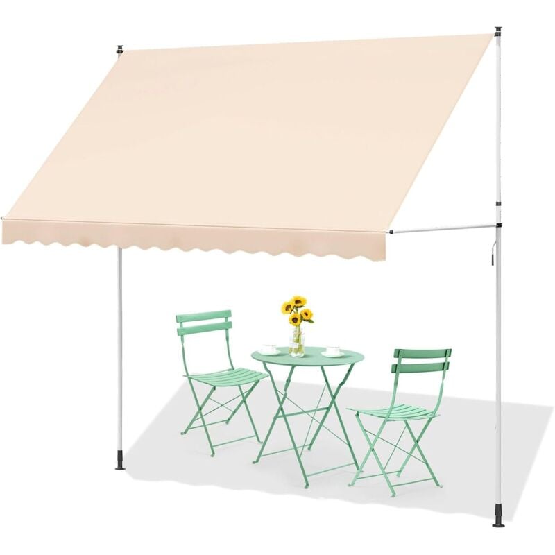 Diy Store sur pied, 3x1.8m stores de jardin pour le patio, store manuel pour le patio, store rétractable avec manivelle, auvent manuel anti-UV et