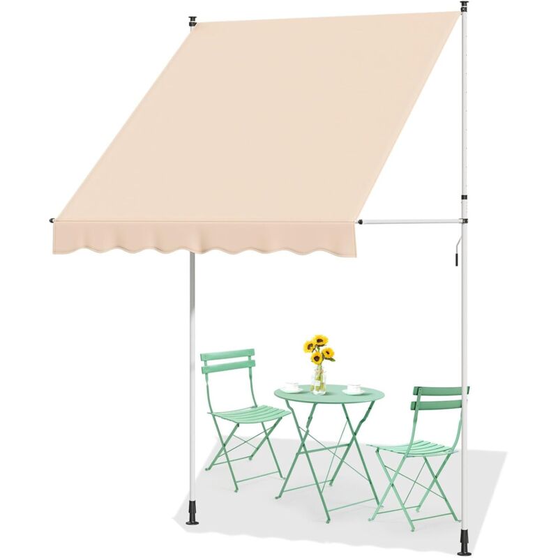 Diy Store sur pied, 2x1.8m store de jardin pour patio, store de patio manuel, store rétractable avec manivelle, auvent manuel anti-UV&étanche pour