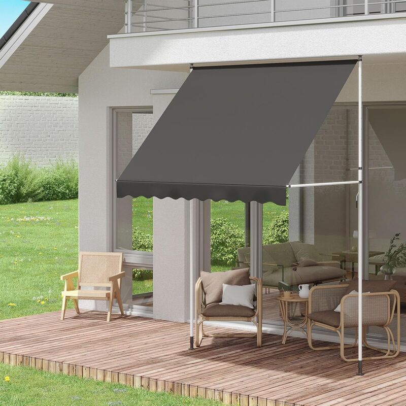 Diy Store sur pied, 2x1.8m store de jardin pour patio, store de patio manuel, store rétractable avec manivelle, auvent manuel anti-UV&étanche pour