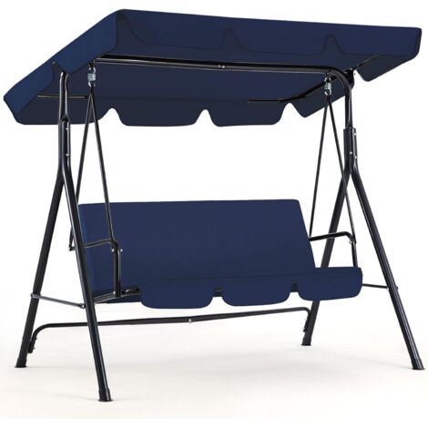 YODOLLA Garden Swing Seats 3-Seater Outdoor Hammock With Stands, Deep Blue