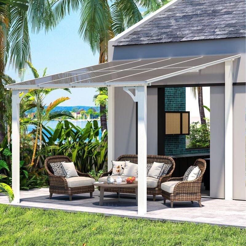 Yodolla - Pergola Adossée, Tonnelle de Jardin Exterieur, Gouttière Intégrée, Résistant uv
