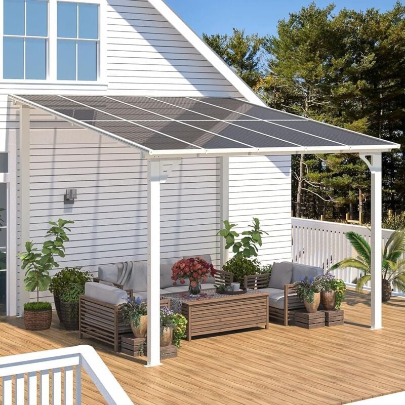 Yodolla - Pergola Adossée, Tonnelle de Jardin Exterieur, Gouttière Intégrée, Résistant uv