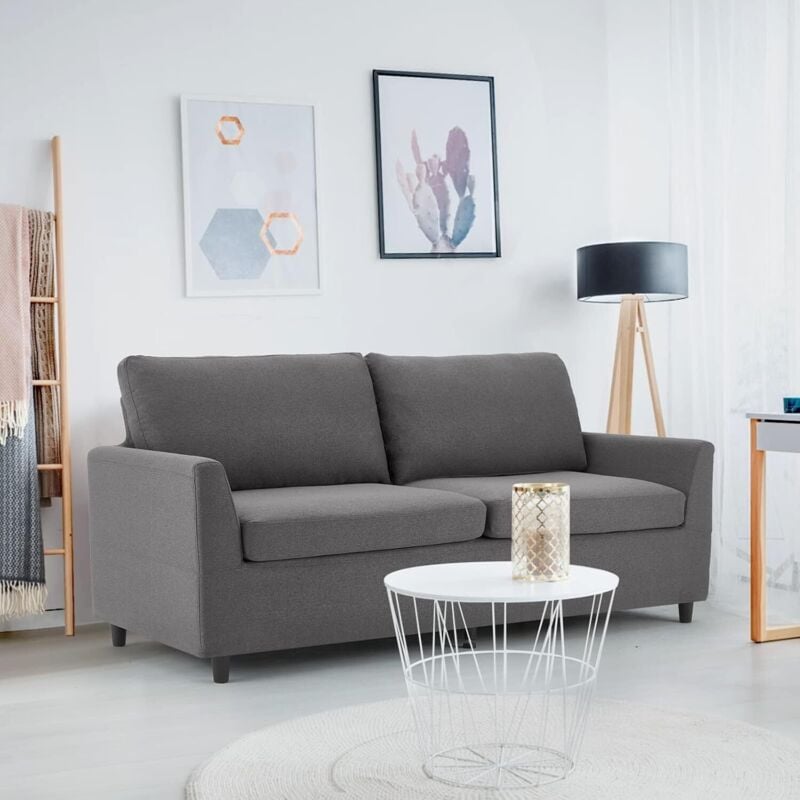 Yodolla - 2 Seater Sofa with Removable Sofa Covers, Modern Double Seat Sofa Loveseat Couch for Livingroom, Grey, 192 cm