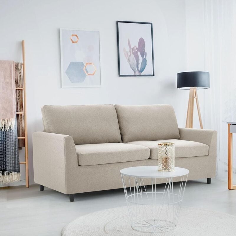 Yodolla - 2 Seater Sofa with Removable Sofa Covers, Modern Double Seat Sofa Loveseat Couch for Livingroom, Bieige, 136cm