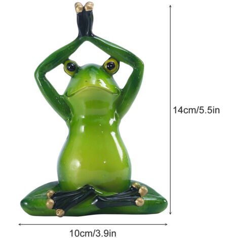 Yoga-Froschfigur aus grünem Kunstharz, 5 verschiedene Größen, Zen-Dekoration, Meditation, Büro, Wohnzimmer, originelles Geschenk