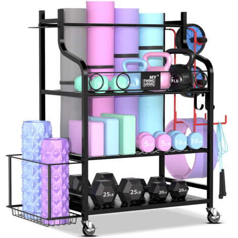 Yoga Mat Storage Racks, Home Gym Storage Rack for Dumbbells, Kettlebells, Foam Rollers, Yoga Straps & Resistance Bands