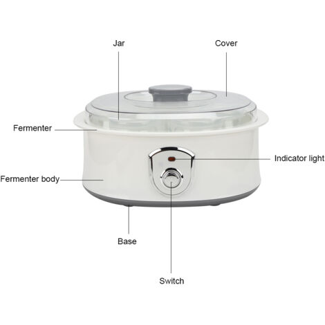 yogurtera automática, 1,5 l, dispositivo de fermentación a temperatura constante, carcasa de ABS, 7 tarros de 180 ml para la elaboración casera de yogur, 220–240 V, enchufe europeo.
