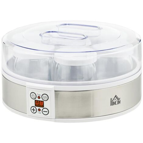 YOGURTIERA 20W DA 1.5L CON 7 VASETTI E DISPLAY A PULSANTI. IN ACCIAIO INOX E PLASTICA. 24X24X13 CM. BIANCA