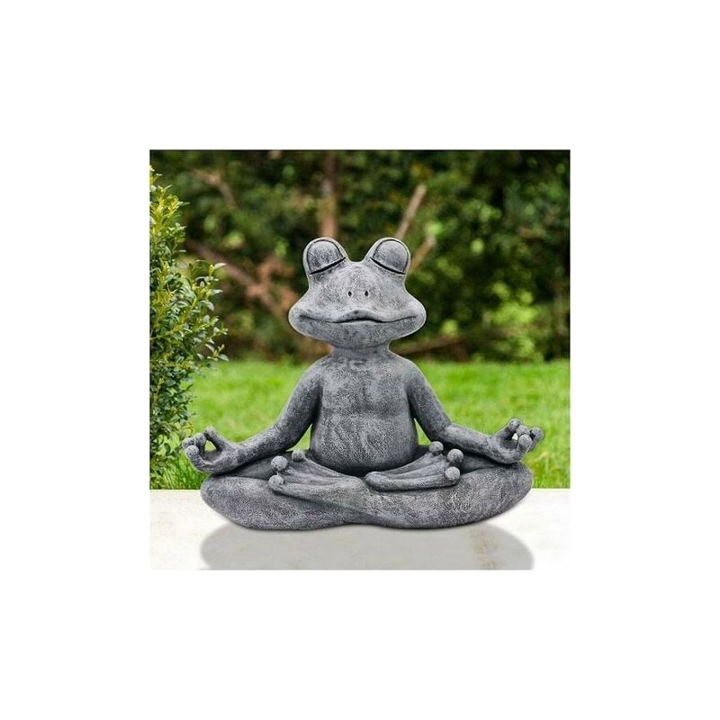 Yoiurt - Statue de grenouille de méditation, sculpture sur pierre solide anti-corrosion, adaptée à la décoration de jardin intérieur et extérieur