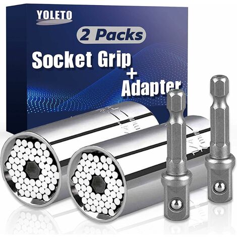 YOLETO Cl&eacute &agrave Douille Universelle - 2 Pi&egraveces Cadeau Pour Papa/Homme, coffret douille de gadget de cl&eacute &agrave cliquet de r&eacuteparation multifonction 7-19mm avec adaptateur de