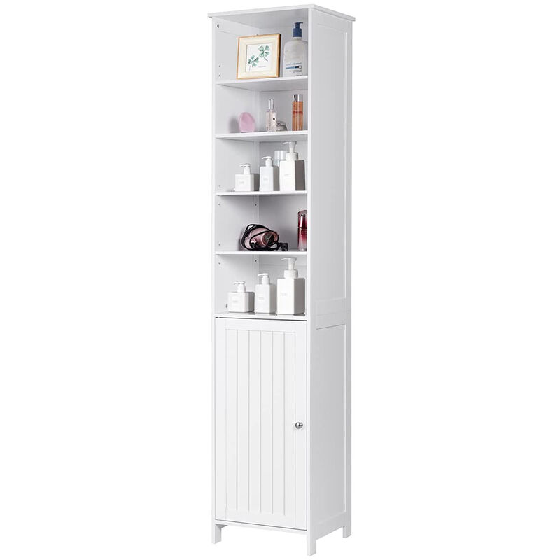 

YONGQING Armario de Almacenamiento Alto Mueble de Baño con 5 niveles estante de baño 40x34x182cm Blanco