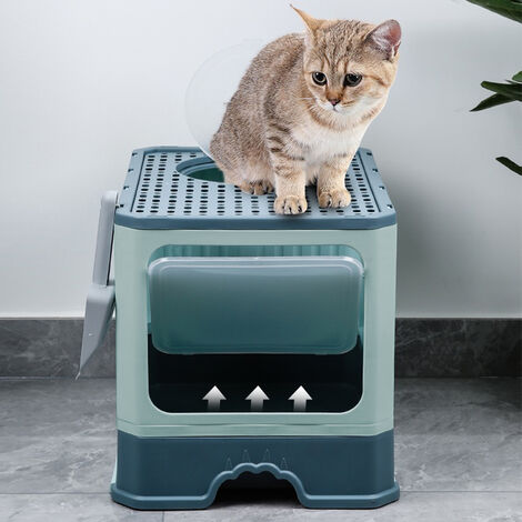 Yongqing – Bac à litière pour chat fermé 51 x 41 x 38 cm – Réduit les éclaboussures et les odeurs – Matériaux PP et PS – Grande entrée anti-sable