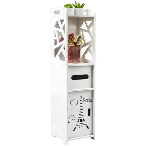 Yongqing – Colonne de salle de bain 80×20×20 cm – Meuble de rangement blanc – Panneaux en polypropylène – Imperméable et résistant à l'usure