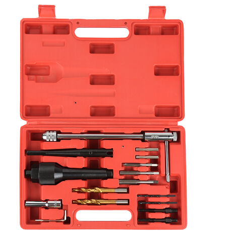 Yongqing – Kit extracteur bougie de préchauffage 16pcs – Outils de forage pour filetage 8mm et 10mm – Acier rapide et carbone – Boîte de transport incluse