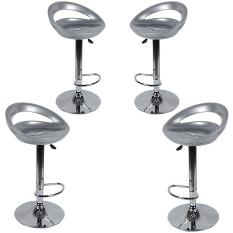 Yongqing – Lot de 4 tabourets de bar en plastique ABS réglables – Hauteur 55-75 cm – Siège pivotant 360° – Base chromée pour stabilité