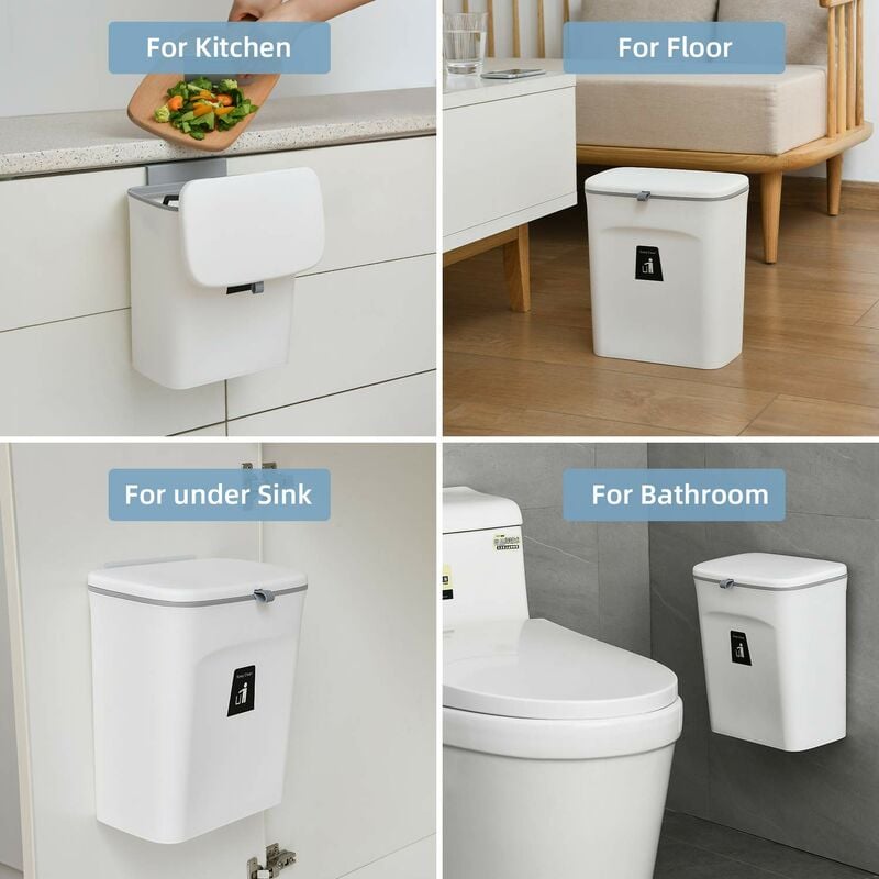 Yongqing - Poubelle Suspendue Cuisine avec Couvercle Poubelle Murale Cuisine Poubelle Camping Car Suspendu pour Portes d'armoires Placard Salle de