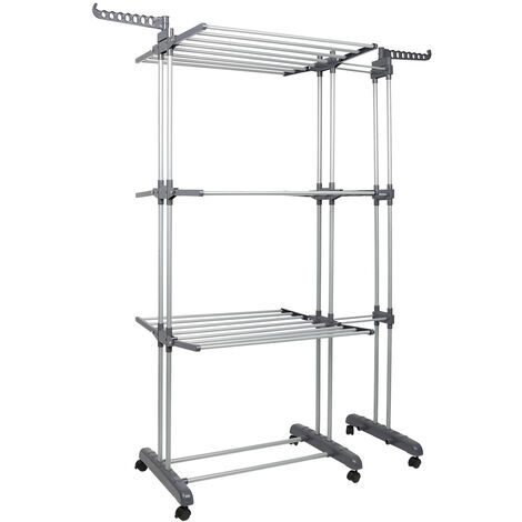 Yongqing – Séchoir à linge pliant 75-142.5×64×170cm – Acier au carbone durable – Charge maximale 30kg – Design rétractable et gain de place