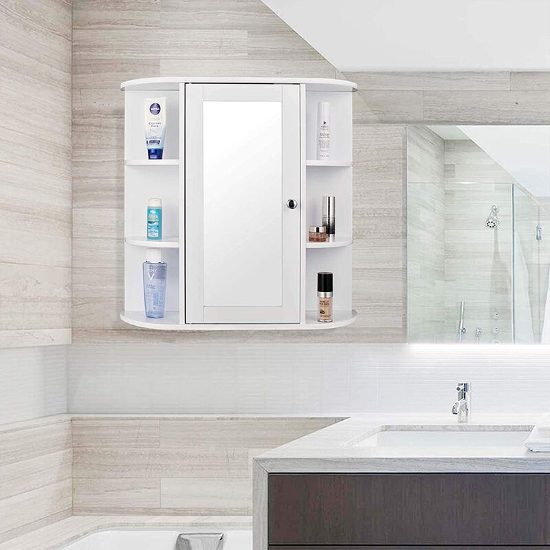 ® Spiegelschrank Badezimmerregal Hängeschrank Badeschrank Spiegel mit Ablage 60x16x58cm weiß Yongqing  - Onlineshop ManoMano