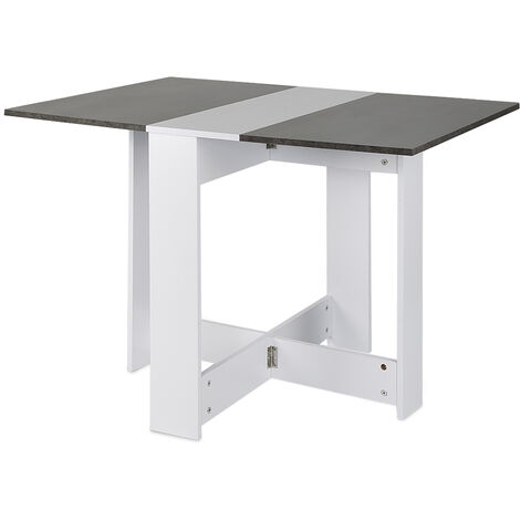 Yongqing – Table extensible pliable pour petits espaces – Couleur blanc et béton – Dimensions ouvertes 102,5 x 73 x 76 cm – Facile à nettoyer