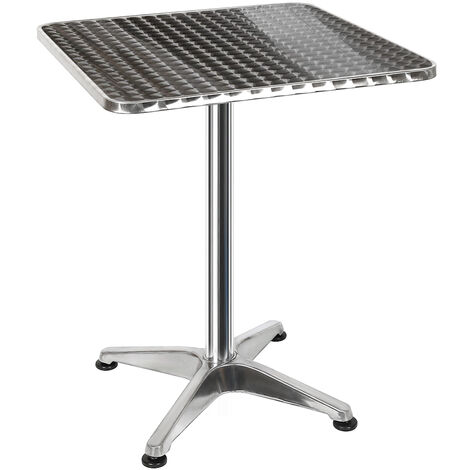 Yongqing – Table haute carrée en aluminium 70/110 cm – Plateau en acier inoxydable – Base pliable – Pour événements et terrasses