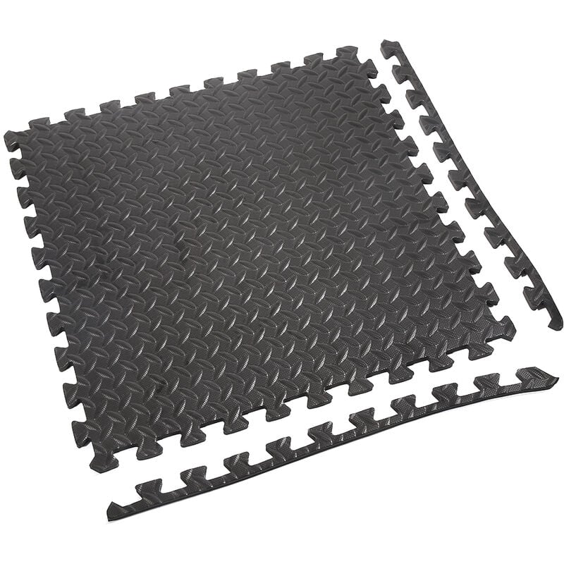 Tapis de Protection de Sol eva, Matelas Puzzle Imperméable,6 Dalles,pour Fitness, Piscine, Patageoire, Garage- 60x60cm-Noir