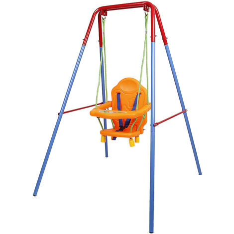 YONGQING®3-en-1 Balançoire pour enfants avec harnais de sécurité Orange - Noir