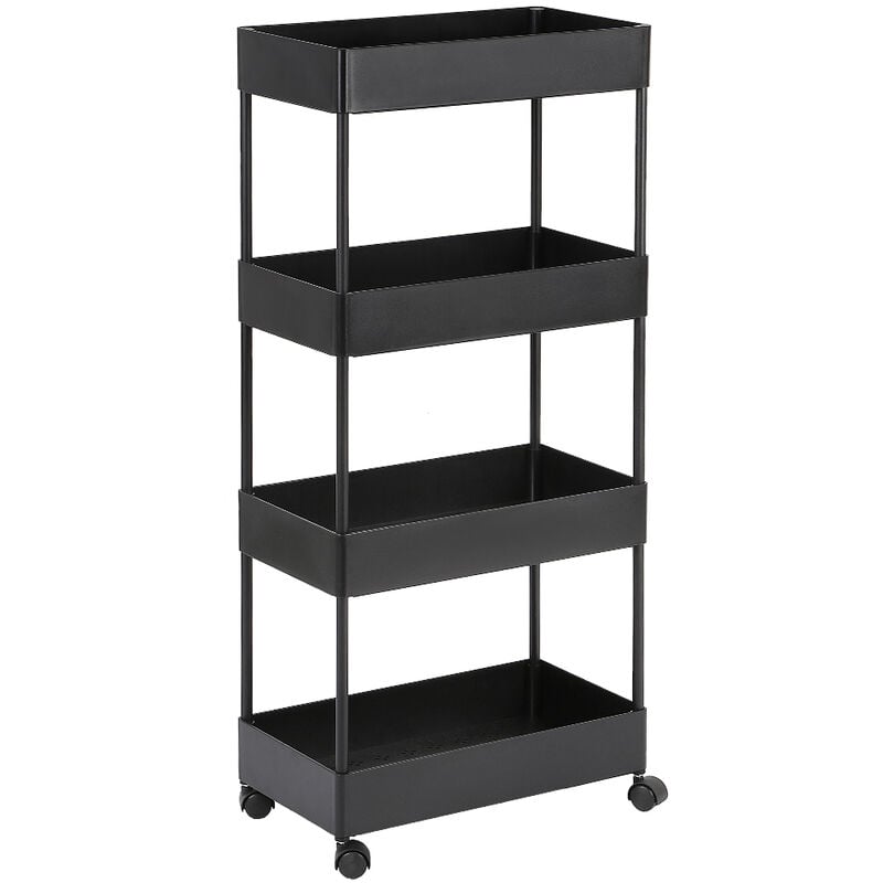 Yongqing - tagère Roulante, Rangement Salle de Bain, 40 x 22 x 90 cm, Noir