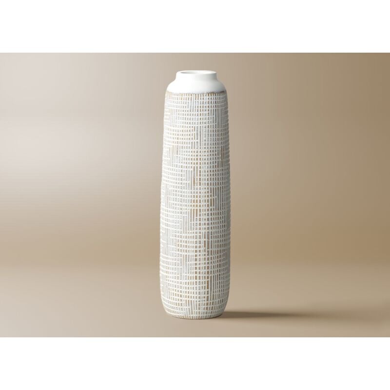 Yoni - Vase totem en polyrésine blanc H50 cm yoni