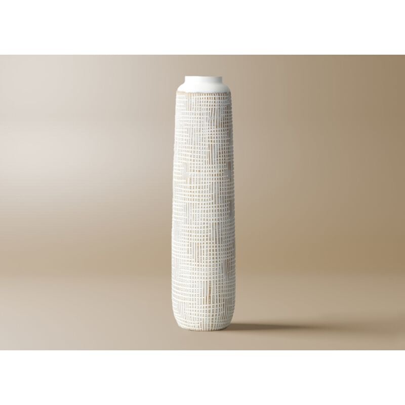 Yoni - Vase totem en polyrésine blanc H60 cm yoni