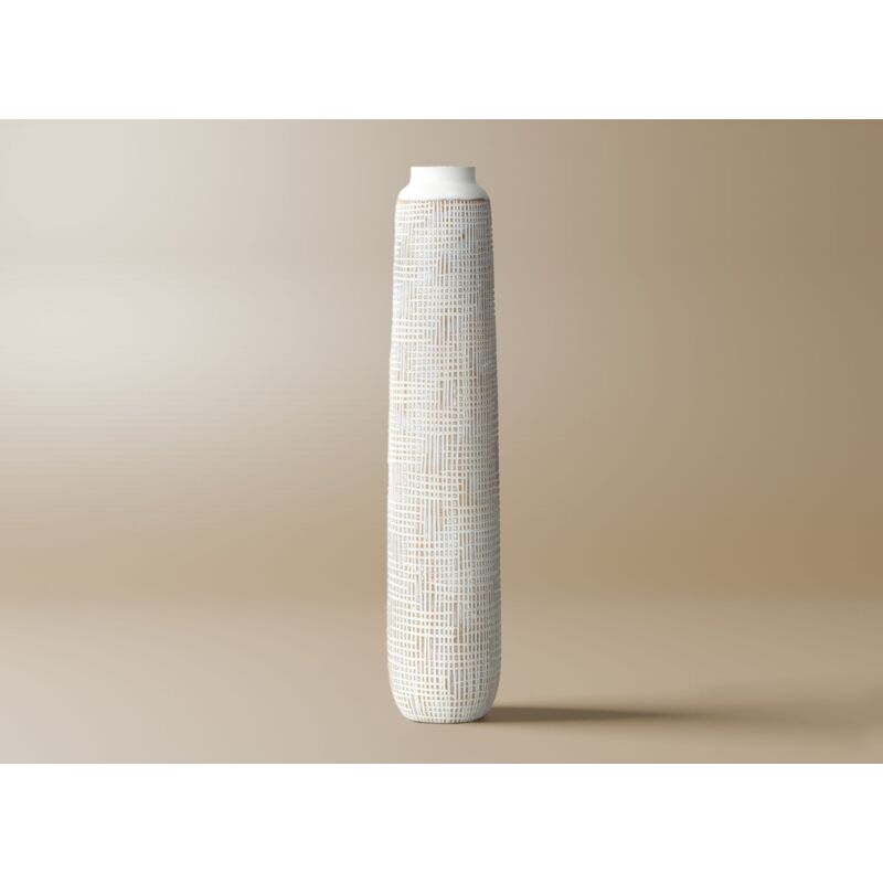 Yoni - Vase totem en polyrésine blanc H75 cm yoni