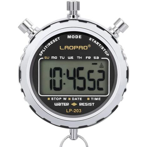 yoouyida Chronomètre Numérique, Imperméable 1/100 Seconde Précision Minuterie,Poche Grand écran LCD Réveil pour Football Former Sports Entraîneur…