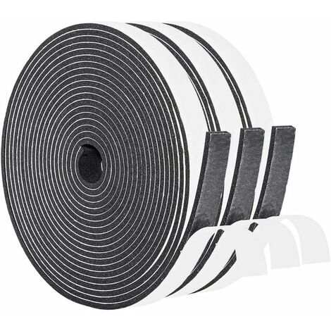 yoouyida Joint Caoutchouc Adhésif 2 Rouleau 12mm(l) x6mm(H) x8m(L) Bande de Joint Auto-adhésives en Néoprène Chambranle Fenêtre Automobile Preuve de Collision Ruban Adhésif Noir (chacun 4m)