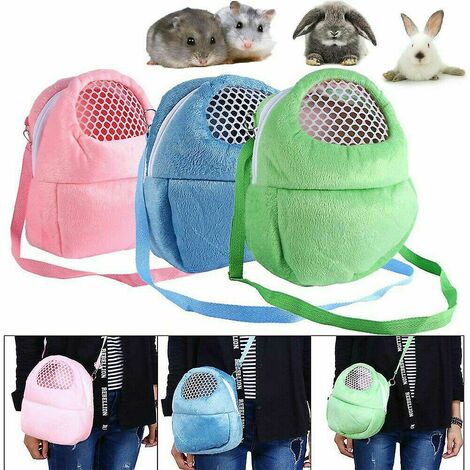 yoouyida Petit sac à dos pour animaux de compagnie Lapin Cage Hamster Chinchilla Portable Voyage Chaud Mignon Sacs Cages Cochon d'Inde Pochette de Transport Sac Respirant - Bleu L