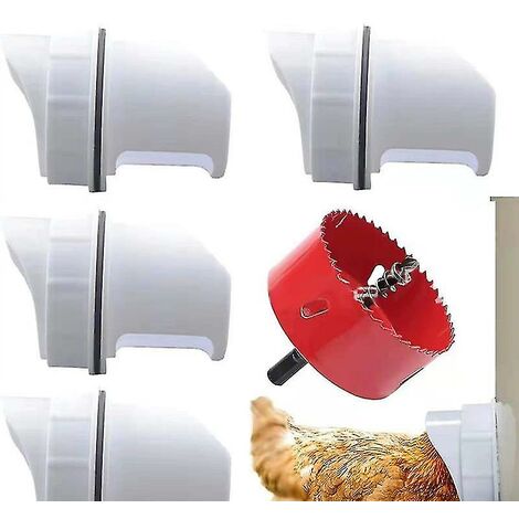 yoouyida Port d'alimentation de volaille étanche à la pluie Ensemble de 5 pièces Kit d'alimentation Diy Poultry Pro