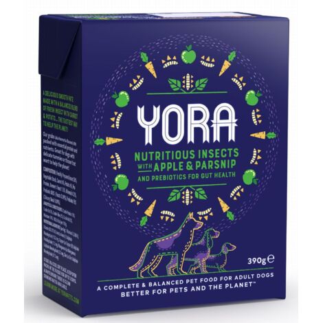 Yora Dog  Cibo umido per cani con insetti 58% - Cibo per insetti con pastinaca e mela 390g