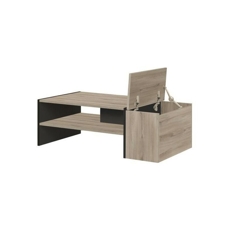 YORI Table basse bar - Style industriel - Décor chene noir - L 110 x P 60 x H 36 cm