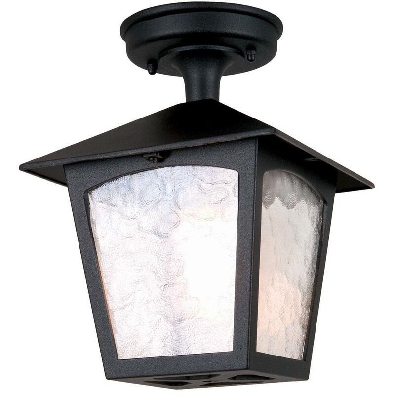 Elstead York - 1 Light Outdoor Ceiling Lantern Black, E27