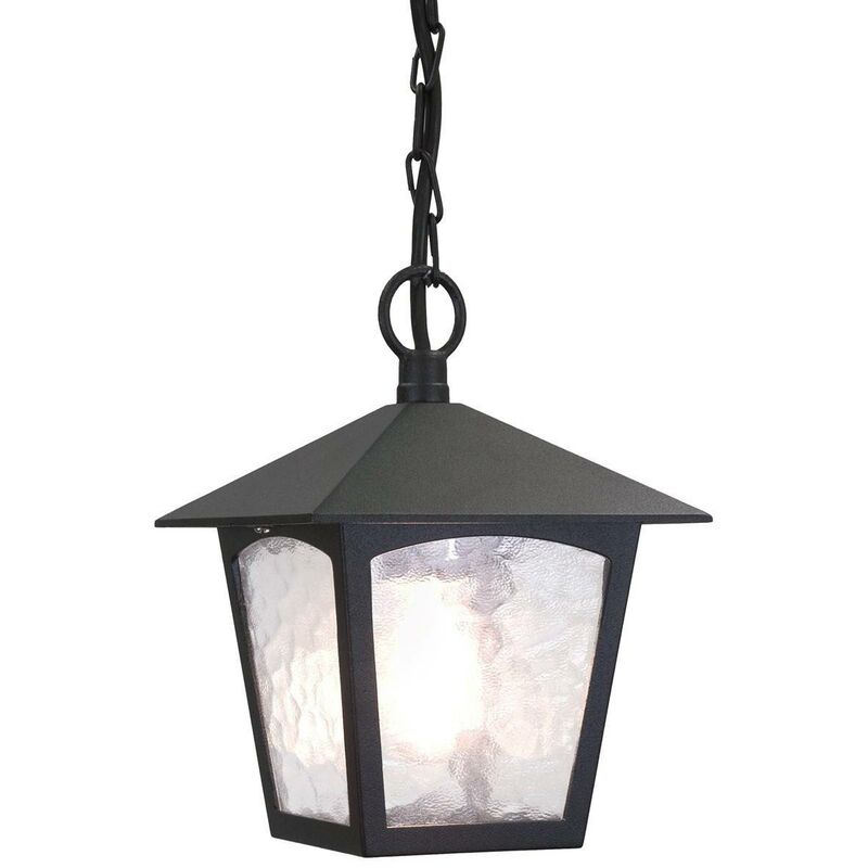 Elstead Lighting - Elstead York - 1 Light Outdoor Ceiling Chain Lantern Black IP43, E27