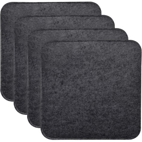 YORKING 4er Set Stuhlkissen, Quadratisch Filz Sitzkissen 35 x 35 cm Sitzauflagen für Bank, Sitzkissen mit rutschfesten Einlagen für alle Arten von Stühlen, für drinnen und draußen (Schwarz)