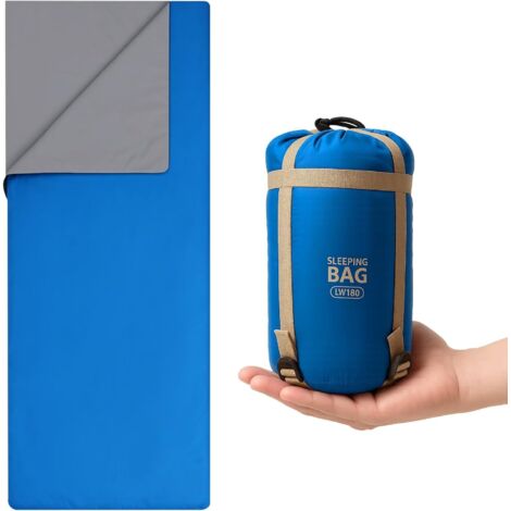 YORKING 860g Ultraleicht Deckenschlafsack 190 cm  Envelope Sleeping Bag mit Zwei-Wege-Reißverschluss, Warm, Leicht & Tragbar für Camping, Rucksackreisen & Wandern (Blau)