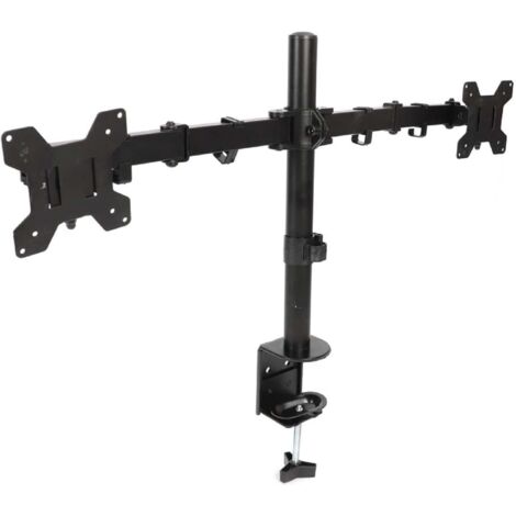 YORKING Monitor Halterung für 2 Monitore 14-32 Zoll Doppel Monitorarm Schwenkbar & Neigbar Tischhalterung mit VESA 75x100/100x100 Höhenverstellbar (Schwarz)