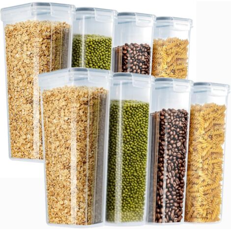 YORKING Vorratsdosen 4L Lebensmittel Aufbewahrung mit Deckel Luftdicht und Etiketten Vorratsbehälter Kellogs Aufbewahrungsbehält BPA freie Küche Organizer für Nudeln Müslidosen Reis Mehl Hafer (8er, 2